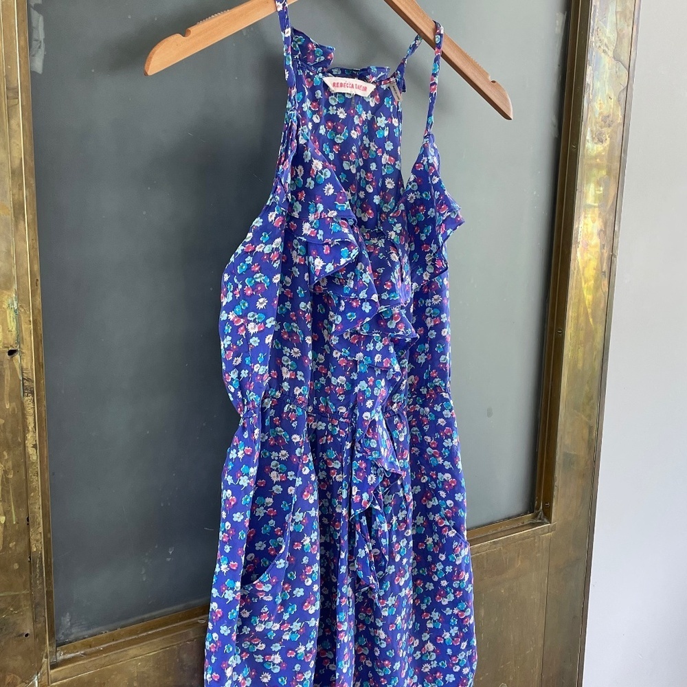 Rebecca Taylor Silk Floral Ruffle Dress Romantic Euro Summer Size 2